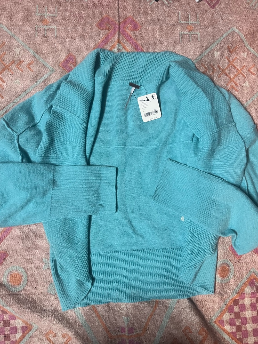 Free People Turquoise Open-Front Knit Cardigan